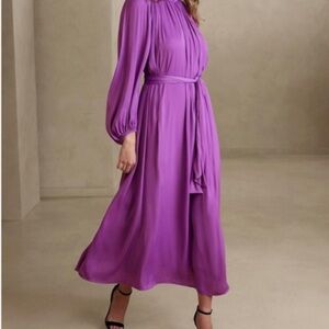 Banana Republic Purple Long Sleeve Midi Dress